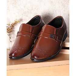 Pine Kids Round Toe Solid Formal Shoes - Tan Brown