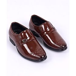 Pine Kids Round Toe Solid Formal Shoes - Tan Brown