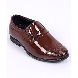 Pine Kids Round Toe Solid Formal Shoes - Tan Brown