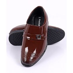 Pine Kids Round Toe Solid Formal Shoes - Tan Brown