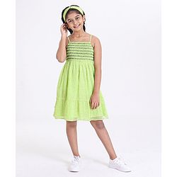 Pine Kids Singlet Frock with Hair Band - Green