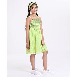 Pine Kids Singlet Frock with Hair Band - Green