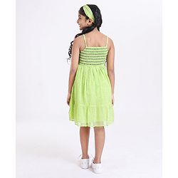 Pine Kids Singlet Frock with Hair Band - Green