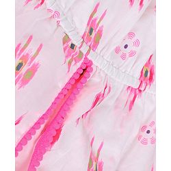 Pine Kids Singlet Softner Wash Printed Frock - White Pink