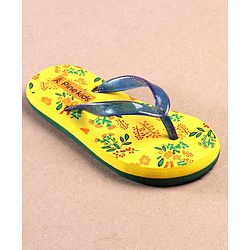 Pine Kids Flip Flops Floral Print - Yellow