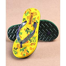 Pine Kids Flip Flops Floral Print - Yellow