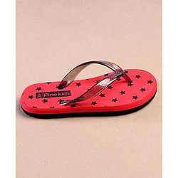Pine Kids Flip Flops Star Print - Red