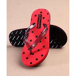Pine Kids Flip Flops Star Print - Red
