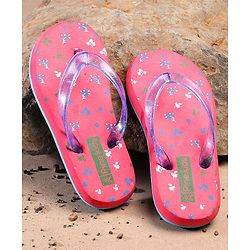 Pine Kids Flip Flops Floral Print - Pink