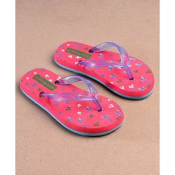 Pine Kids Flip Flops Floral Print - Pink