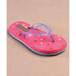 Pine Kids Flip Flops Floral Print - Pink