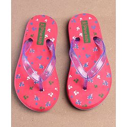 Pine Kids Flip Flops Floral Print - Pink