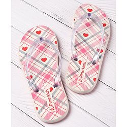 Pine Kids Casual Flip Flops Heart Print - Pink