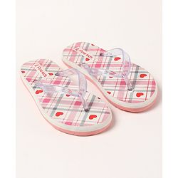 Pine Kids Casual Flip Flops Heart Print - Pink
