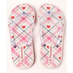 Pine Kids Casual Flip Flops Heart Print - Pink