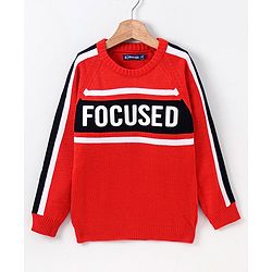 Pine Kids Full Sleeves Sweater Focused Print - Red