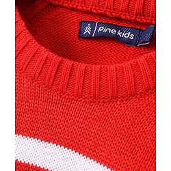 Pine Kids Full Sleeves Sweater Focused Print - Red