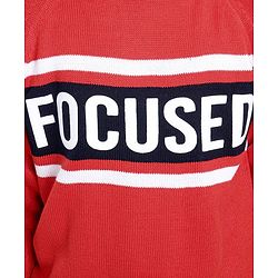 Pine Kids Full Sleeves Sweater Focused Print - Red