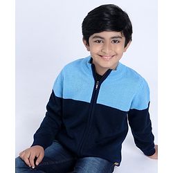 Pine Kids Full Sleeves Sweaters with Cable Knit - Blue