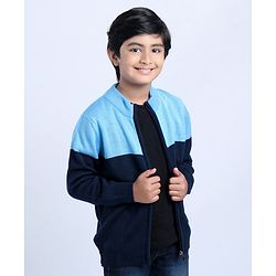Pine Kids Full Sleeves Sweaters with Cable Knit - Blue