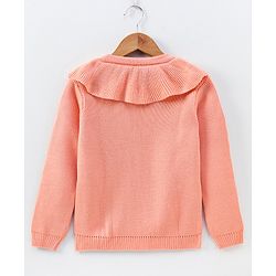 Pine Kids Full Sleeves Pullover With Frill on Neck Medium Winter - Peach