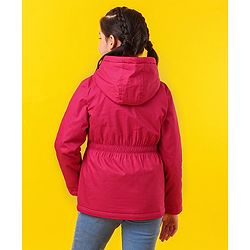 Pine Kids Medium Winter Full Sleeves Cotton Twill Hooded Jacket - Pink