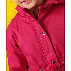 Pine Kids Medium Winter Full Sleeves Cotton Twill Hooded Jacket - Pink