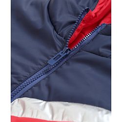 Pine Kids Medium Winter Full Sleeves Hooded Padded Reversible Jacket - Navy Blue Red