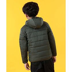 Pine Kids Full Sleeves Hooded Padded Jacket - Green