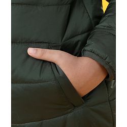 Pine Kids Full Sleeves Hooded Padded Jacket - Green
