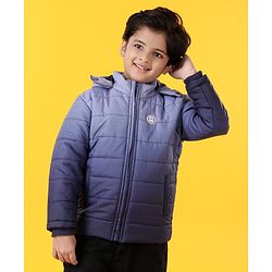 Pine Kids Full Sleeves Hooded Ombre Print Jacket - Blue