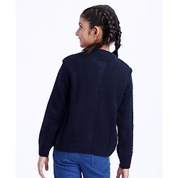Pine Kids Full Sleeves Woollen Shrug - Navy