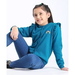 Pine Kids Full Sleeves Front Open Sweater - Blue