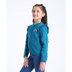 Pine Kids Full Sleeves Front Open Sweater - Blue