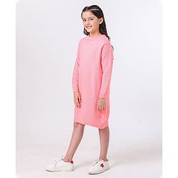 Pine Kids Full Sleeves Medium Winter Wear Woolen Pullover Sweater - Pink