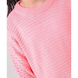 Pine Kids Full Sleeves Medium Winter Wear Woolen Pullover Sweater - Pink
