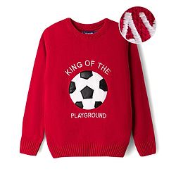 Pine Kids Knit Full Sleeves Sweaters with Foot Ball Patch - Maroon