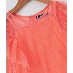Pine Kids Full Sleeves Bio Wash Embroidered Top - Peach