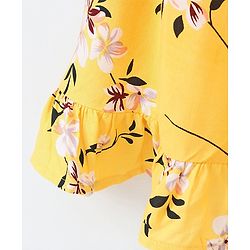 Pine Kids Half Sleeves Frock with Hair Band - Yellow
