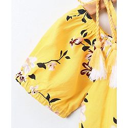 Pine Kids Half Sleeves Frock with Hair Band - Yellow