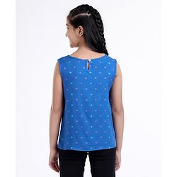 Pine Kids Sleeveless Printed Bio-Wash Top - Blue