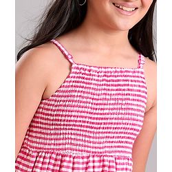 Pine Kids Sleeveless Emb Work Checked Frock - Pink