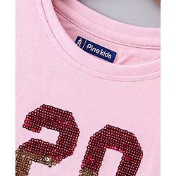 Pine Kids Full Sleeves Frock with Sequin Work - Pink