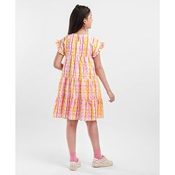 Pine Kids All Over Embroidered Frill Sleeves Frock - Multicolour
