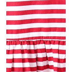 Pine Kids Sleeveless Stripe Biowash Frock With Headband - Red White