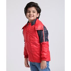 Pine Kids  Medium Winter Full Sleeves Padded Jacket With Neck Band- Red