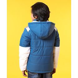 Pine Kids Full Sleeves Padded Hooded Jacket - Blue White