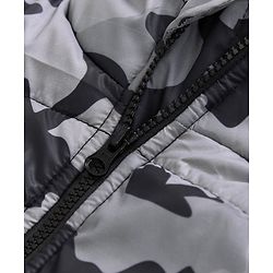 Pine Kids Fulll Sleeves Camouflage Hooded Padded Jacket - Black Grey