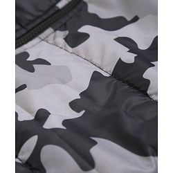 Pine Kids Fulll Sleeves Camouflage Hooded Padded Jacket - Black Grey