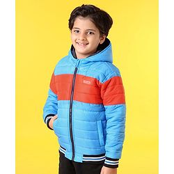 Pine Kids Full Sleeves Color Block Hooded Jacket - Blue